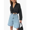 Rahat Kesim Denim Şort Çift Cepli