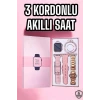Akıllı Saat Amoled Ekran 3 Kordonlu Aksesuar Hediyeli Sesli Görüşme