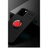 Apple iPhone 12 Kılıf Range Yüzüklü Silikon - Siyah-Kırmızı
