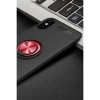 Apple iPhone XS Max Kılıf Range Yüzüklü Silikon - Siyah-Kırmızı
