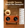 Bluetooth Nostalji Speaker Radyo Gramofon Ahşap Renk Vintage
