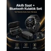 Kablosuz Bluetooth Kulaklık ve Kordon Hediyeli Akıllı Saat Nabız Ölçer Uzun Pil Ömrü