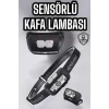 Kafa Lambası Kamp Lambası Sensörlü Şarjlı Ayarlanabilir