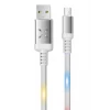 Konfulon DC09 Ses Duyarlı Işıklı Micro USB Kablo 1M 2A - Beyaz