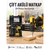 Matkap Seti 24 Parça Çift Bataryalı Darbeli Led Işıklı Vidalama Yeni Nesil