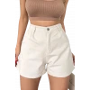 Mini Denim Şort cepli -KREM