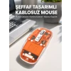 Mouse Fare Kablosuz Mouse Fare Şarjlı Bluetooth Sessiz 5 Tuşlu Şeffaf
