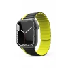Movenchy Apple Watch 42mm MO-WB1 Çift Renk Mıknatıslı Silikon Kordon - Siyah-Sarı