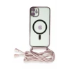 Newface Apple iPhone 11 Kılıf Divo Lazer Askılı Magsafe Kapak - Pembe