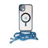 Newface Apple iPhone 11 Kılıf Divo Lazer Askılı Magsafe Kapak - Sierra Blue