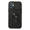 Newface Apple iPhone 11 Kılıf Pars Lens Yüzüklü Silikon - Siyah