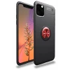 Newface Apple iPhone 11 Pro Kılıf Range Yüzüklü Silikon - Siyah-Kırmızı
