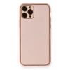 Newface Apple iPhone 11 Pro Max Kılıf Coco Deri Silikon Kapak - Pembe