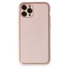 Newface Apple iPhone 11 Pro Max Kılıf Coco Deri Silikon Kapak - Pudra