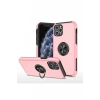 Newface Apple iPhone 11 Pro Max Kılıf Elit Yüzüklü Kapak - Pembe