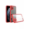 Newface Apple iPhone 11 Pro Max Kılıf Miami Şeffaf Silikon - Kırmızı