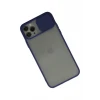 Newface Apple iPhone 11 Pro Max Kılıf Palm Buzlu Kamera Sürgülü Silikon - Lacivert