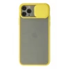 Newface Apple iPhone 11 Pro Max Kılıf Palm Buzlu Kamera Sürgülü Silikon - Sarı