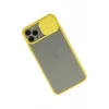 Newface Apple iPhone 11 Pro Max Kılıf Palm Buzlu Kamera Sürgülü Silikon - Sarı