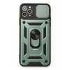 Newface Apple iPhone 11 Pro Max Kılıf Pars Lens Yüzüklü Silikon - Yeşil