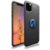 Newface Apple iPhone 11 Pro Max Kılıf Range Yüzüklü Silikon - Siyah-Mavi