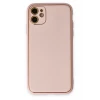 Newface Apple iPhone 12 Kılıf Coco Deri Silikon Kapak - Pudra
