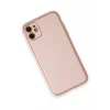 Newface Apple iPhone 12 Kılıf Coco Deri Silikon Kapak - Pudra