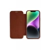 Newface Apple iPhone 12 Kılıf Dolpin Kapaklı - Kahverengi