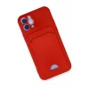 Newface Apple iPhone 12 Kılıf Kelvin Kartvizitli Silikon - Kırmızı