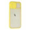 Newface Apple iPhone 12 Kılıf Palm Buzlu Kamera Sürgülü Silikon - Sarı