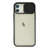 Newface Apple iPhone 12 Kılıf Palm Buzlu Kamera Sürgülü Silikon - Siyah