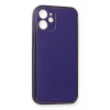 Newface Apple iPhone 12 Mini Kılıf Coco Deri Silikon Kapak - Mor