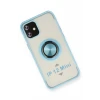 Newface Apple iPhone 12 Mini Kılıf Montreal Yüzüklü Silikon Kapak - Buz Mavi