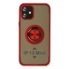 Newface Apple iPhone 12 Mini Kılıf Montreal Yüzüklü Silikon Kapak - Kırmızı