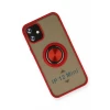 Newface Apple iPhone 12 Mini Kılıf Montreal Yüzüklü Silikon Kapak - Kırmızı