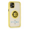 Newface Apple iPhone 12 Mini Kılıf Montreal Yüzüklü Silikon Kapak - Sarı