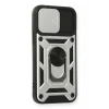 Newface Apple iPhone 12 Mini Kılıf Pars Lens Yüzüklü Silikon - Gümüş