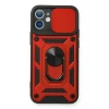 Newface Apple iPhone 12 Mini Kılıf Pars Lens Yüzüklü Silikon - Kırmızı