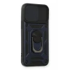 Newface Apple iPhone 12 Mini Kılıf Pars Lens Yüzüklü Silikon - Lacivert