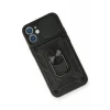 Newface Apple iPhone 12 Mini Kılıf Pars Lens Yüzüklü Silikon - Siyah