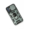 Newface Apple iPhone 12 Mini Kılıf Pars Lens Yüzüklü Silikon - Yeşil