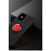 Newface Apple iPhone 12 Mini Kılıf Range Yüzüklü Silikon - Siyah-Kırmızı