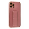 Newface Apple iPhone 12 Pro Kılıf Coco Karbon Standlı Kapak - Pembe