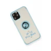 Newface Apple iPhone 12 Pro Kılıf Montreal Yüzüklü Silikon Kapak - Buz Mavi