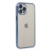 Newface Apple iPhone 12 Pro Kılıf Razer Lensli Silikon - Açık Mavi