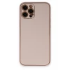 Newface Apple iPhone 12 Pro Max Kılıf Coco Deri Silikon Kapak - Pudra