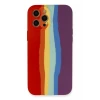 Newface Apple iPhone 12 Pro Max Kılıf Ebruli Lansman Silikon - Kırmızı-Mor