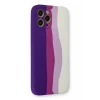 Newface Apple iPhone 12 Pro Max Kılıf Ebruli Lansman Silikon - Mor-Beyaz