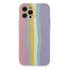 Newface Apple iPhone 12 Pro Max Kılıf Ebruli Lansman Silikon - Pembe-Lila