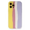 Newface Apple iPhone 12 Pro Max Kılıf Ebruli Lansman Silikon - Sarı-Mavi
